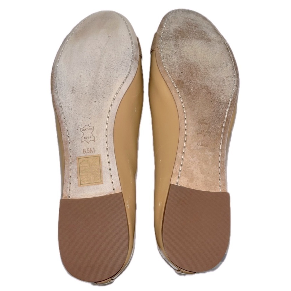 TORY BURCH ‘Trudy’ Gold Logo-Bow, Beige Patent, Ballet Flat, Sz 8.5M - Picture 9 of 11